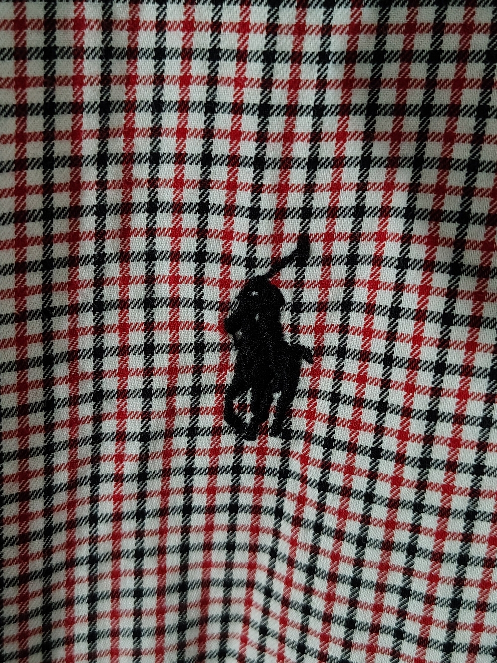 Ralph Lauren Red, Black & White Mini Plaid Button-Down Shirt with Pony